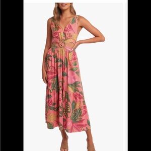 Petal & Pup Oasis Print Cutout Midi Dress XL